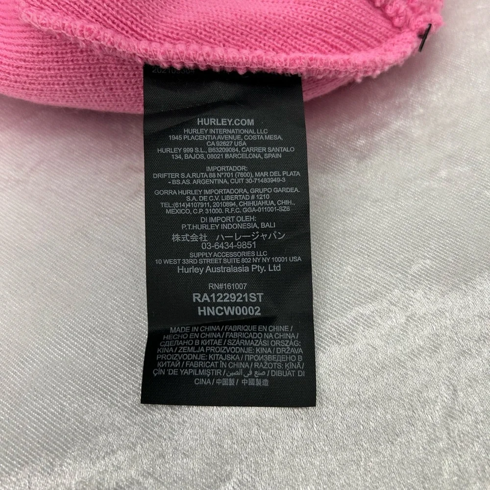 Hurley Script Cuff Beanie Pink OS